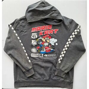 Nintendo Mario Kart Graphic Pullover Sweatshirt Hoodie‎ XXL Dark Gray Grunge
